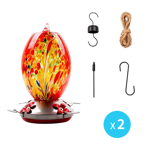 Hatmeo Blown Glass Hummingbird Feeder