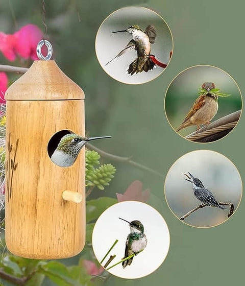 Hatmeo Wooden Hummingbird House