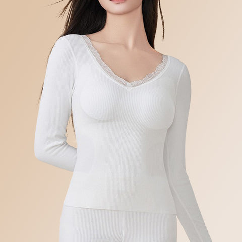 Hatmeo Autumn and Winter Cashmere Silk Thermal Underwear Seamless Comfortable Top