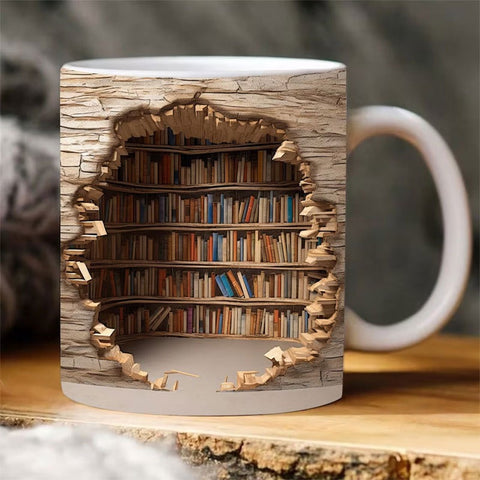 🔥2023 Hot Sale!🔥Hatmeo™ 3D Bookshelf Visual Effect Ceramic Coffee Mug aqy
