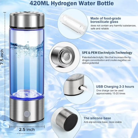 Hatmeo Portable High Borosilicate Hydrogen-Rich Electrolysis Water Cup
