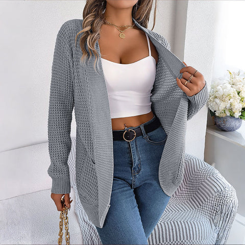 Hatmeo 2024 Long Sleeves Knitted Sweater Jacket