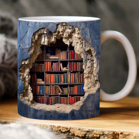 🔥2023 Hot Sale!🔥Hatmeo™ 3D Bookshelf Visual Effect Ceramic Coffee Mug aqy