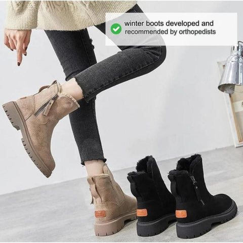 Hatmeo Winter New High Top Snow Boots Women's Suede Martin Boots