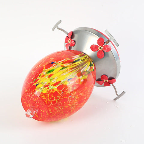 Hatmeo Blown Glass Hummingbird Feeder