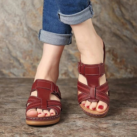 Hatmeo Platform leather slide sandals