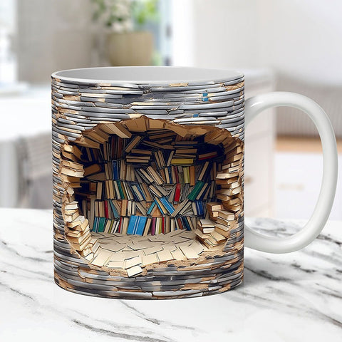 🔥2023 Hot Sale!🔥Hatmeo™ 3D Bookshelf Visual Effect Ceramic Coffee Mug aqy