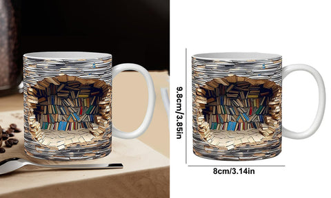 🔥2023 Hot Sale!🔥Hatmeo™ 3D Bookshelf Visual Effect Ceramic Coffee Mug aqy