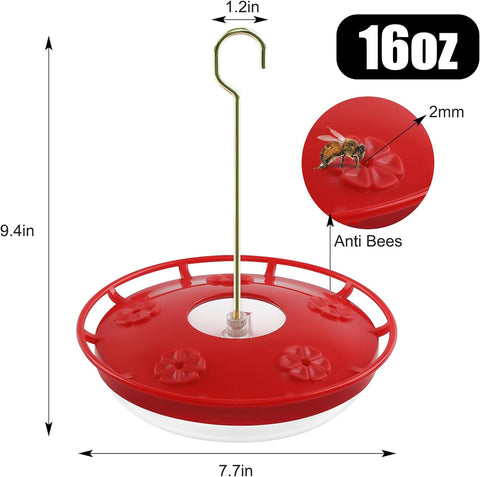 Hatmeo Hummingbird Feeders for Outdoor 5 Feeder Ports Ant Bee Proof Leak-Proof