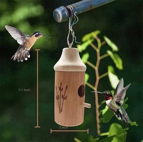 Hatmeo Wooden Hummingbird House