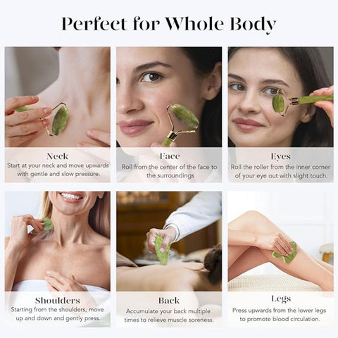 Hatmeo Facial Sculpting Jade Roller and Gua Sha Tool