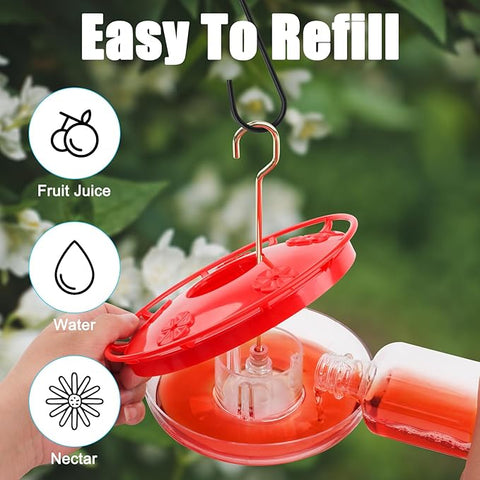 Hatmeo Hummingbird Feeders for Outdoor 5 Feeder Ports Ant Bee Proof Leak-Proof