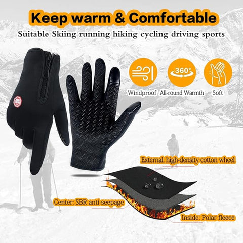 Hatmeo Outdoor Mountaineering Skiing Cycling Gloves With Zipper