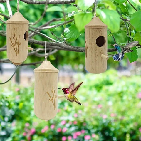Hatmeo Wooden Hummingbird House