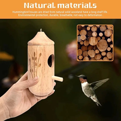 Hatmeo Wooden Hummingbird House