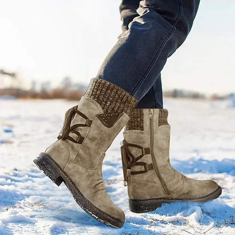 Hatmeo Women's Winter Warm Back Lace Up Snow Boots