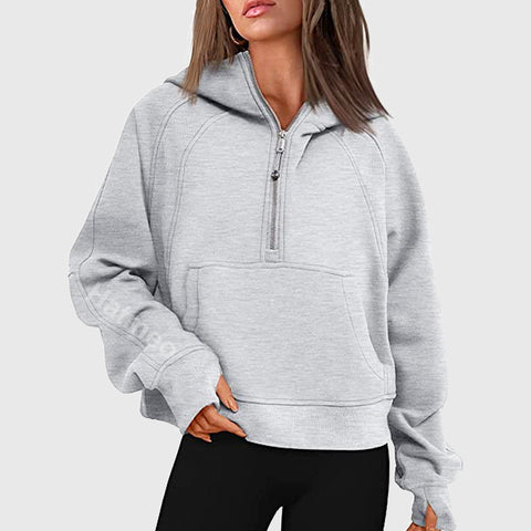 🎉2024 New Year Sale !🔥Women's Winter Fleece Sports Half Zip Hoodie Pullover MY04