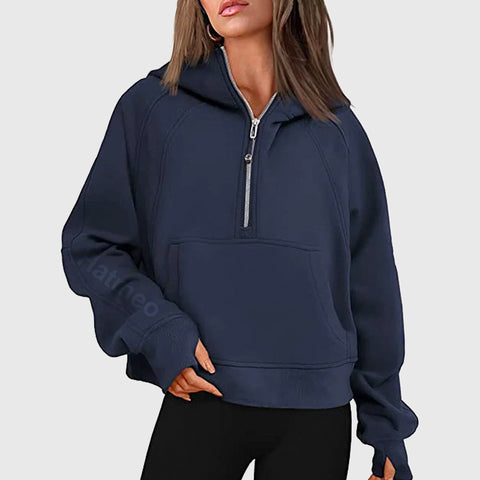 🎉2024 New Year Sale !🔥Women's Winter Fleece Sports Half Zip Hoodie Pullover MY04