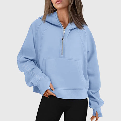 🎉2024 New Year Sale !🔥Women's Winter Fleece Sports Half Zip Hoodie Pullover MY04