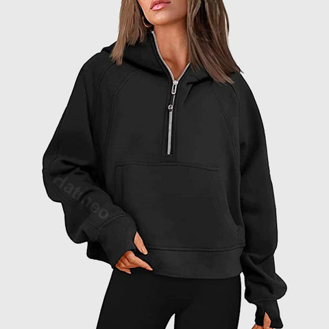 🎉2024 New Year Sale !🔥Women's Winter Fleece Sports Half Zip Hoodie Pullover MY04