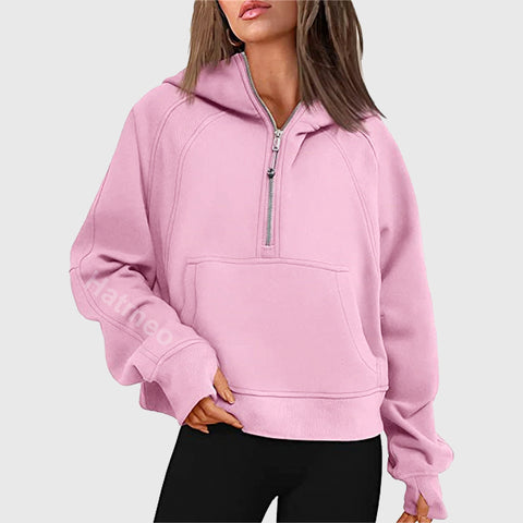 🎉2024 New Year Sale !🔥Women's Winter Fleece Sports Half Zip Hoodie Pullover MY04