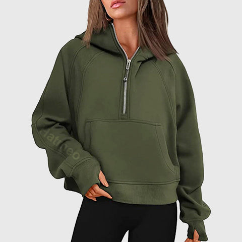 🎉2024 New Year Sale !🔥Women's Winter Fleece Sports Half Zip Hoodie Pullover MY04