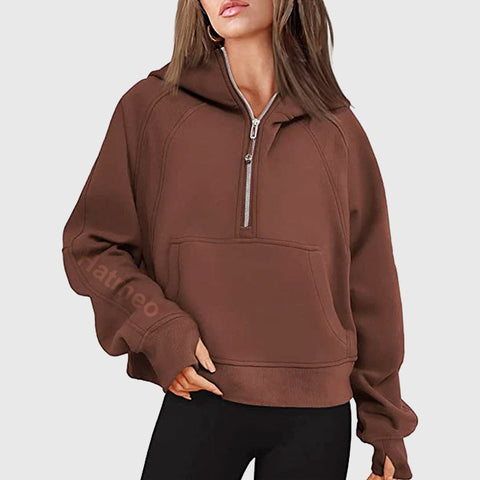 🎉2024 New Year Sale !🔥Women's Winter Fleece Sports Half Zip Hoodie Pullover MY04