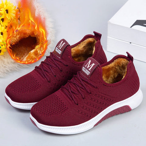 Hatmeo Thickened Anti-Slip Cotton Shoes for Elderly Women