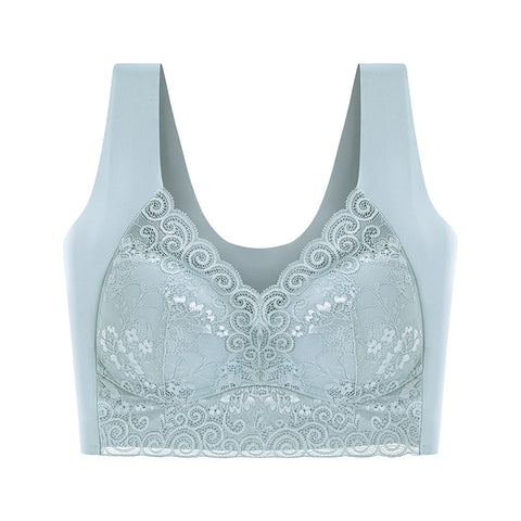 Hatmeo Women's Wireless Wide Strap Full Support Anti-Sagging Lace Bra