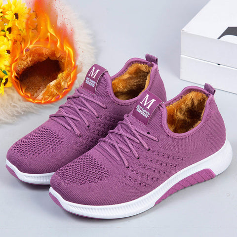 Hatmeo Thickened Anti-Slip Cotton Shoes for Elderly Women