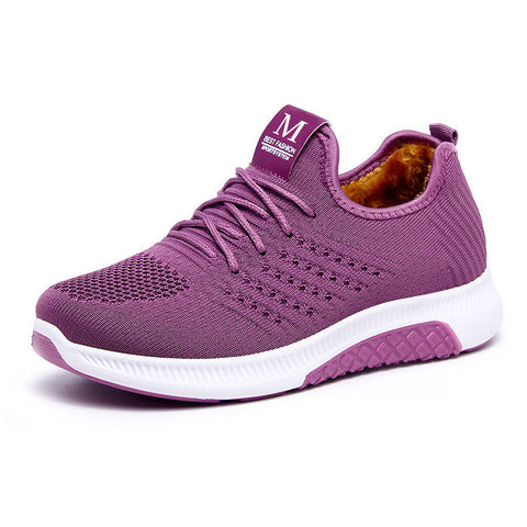 Hatmeo Thickened Anti-Slip Cotton Shoes for Elderly Women
