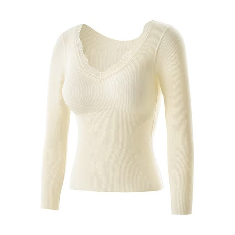 Hatmeo Autumn and Winter Cashmere Silk Thermal Underwear Seamless Comfortable Top