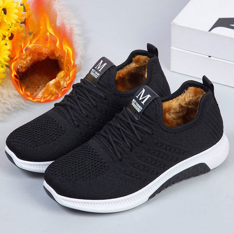 Hatmeo Thickened Anti-Slip Cotton Shoes for Elderly Women