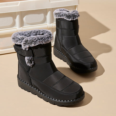 Women's Faux Fur Lined High Top Snow Boots, Wear Resistance Non Slip Outdoor Snow Shoes