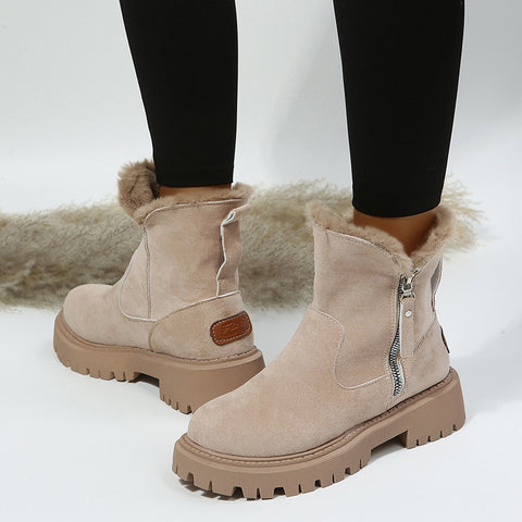 Hatmeo Winter New High Top Snow Boots Women's Suede Martin Boots
