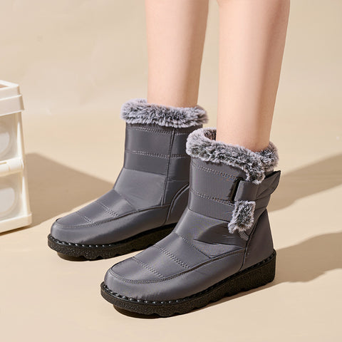 Women's Faux Fur Lined High Top Snow Boots, Wear Resistance Non Slip Outdoor Snow Shoes