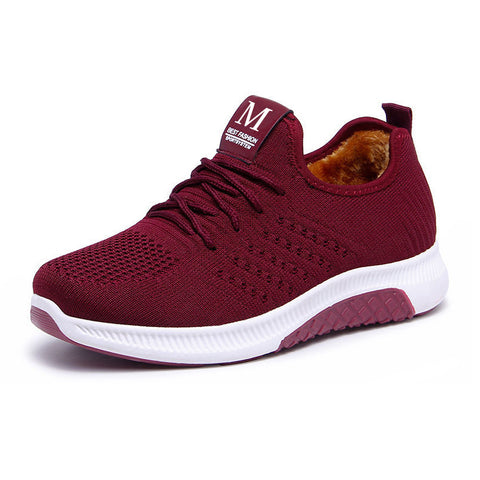 Hatmeo Thickened Anti-Slip Cotton Shoes for Elderly Women