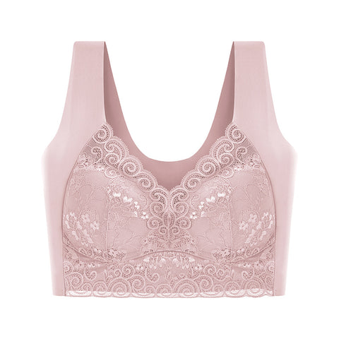 Hatmeo Women's Wireless Wide Strap Full Support Anti-Sagging Lace Bra