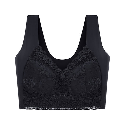 Hatmeo Women's Wireless Wide Strap Full Support Anti-Sagging Lace Bra