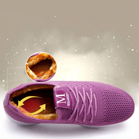 Hatmeo Thickened Anti-Slip Cotton Shoes for Elderly Women