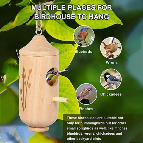 Hatmeo Wooden Hummingbird House