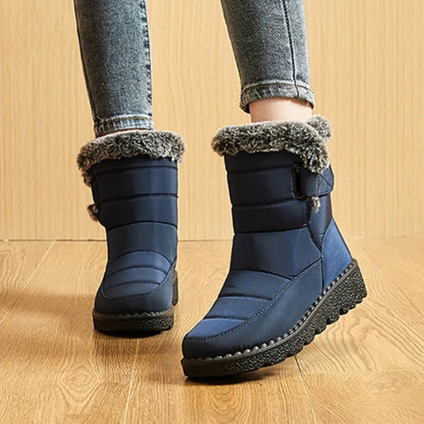 Women's Faux Fur Lined High Top Snow Boots, Wear Resistance Non Slip Outdoor Snow Shoes