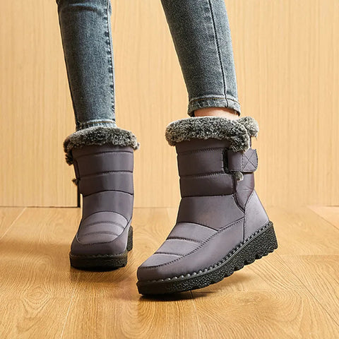 Women's Faux Fur Lined High Top Snow Boots, Wear Resistance Non Slip Outdoor Snow Shoes