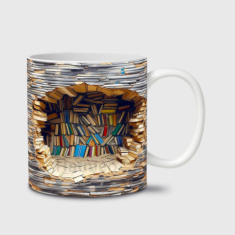 🔥2023 Hot Sale!🔥Hatmeo™ 3D Bookshelf Visual Effect Ceramic Coffee Mug aqy