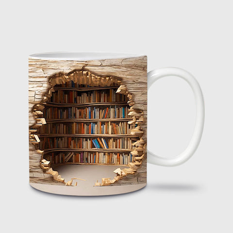 🔥2023 Hot Sale!🔥Hatmeo™ 3D Bookshelf Visual Effect Ceramic Coffee Mug aqy