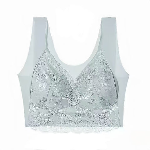 Hatmeo Women's Wireless Wide Strap Full Support Anti-Sagging Lace Bra