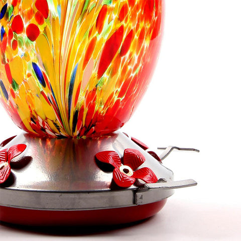 Hatmeo Blown Glass Hummingbird Feeder