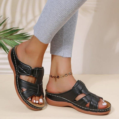 Hatmeo Platform leather slide sandals