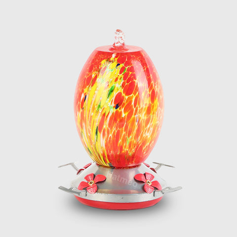 Hatmeo Blown Glass Hummingbird Feeder