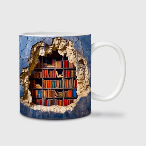 🔥2023 Hot Sale!🔥Hatmeo™ 3D Bookshelf Visual Effect Ceramic Coffee Mug aqy